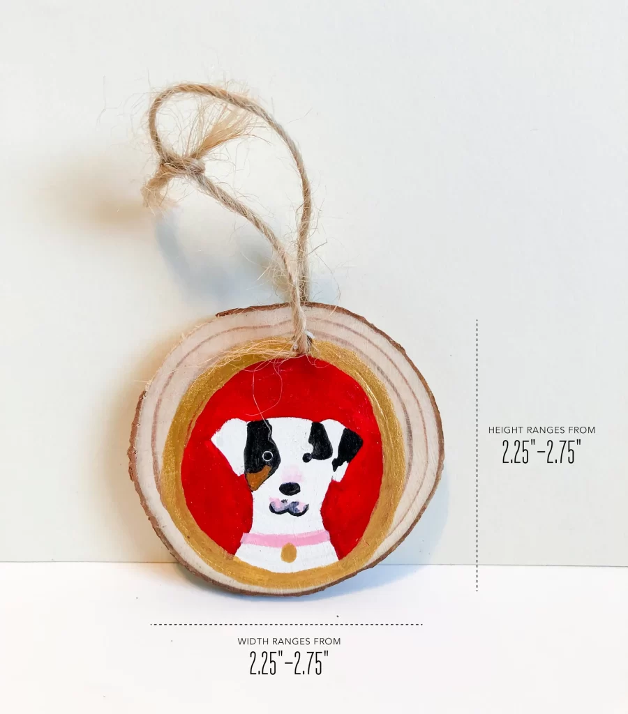 Custom Pet Portrait Wooden Christmas Ornament Hand Painted | Dog or Cat