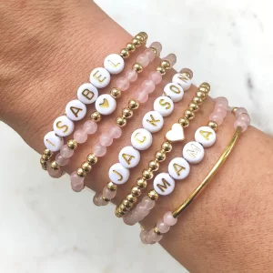 Custom Bracelet Stack, Beaded Name Bracelets