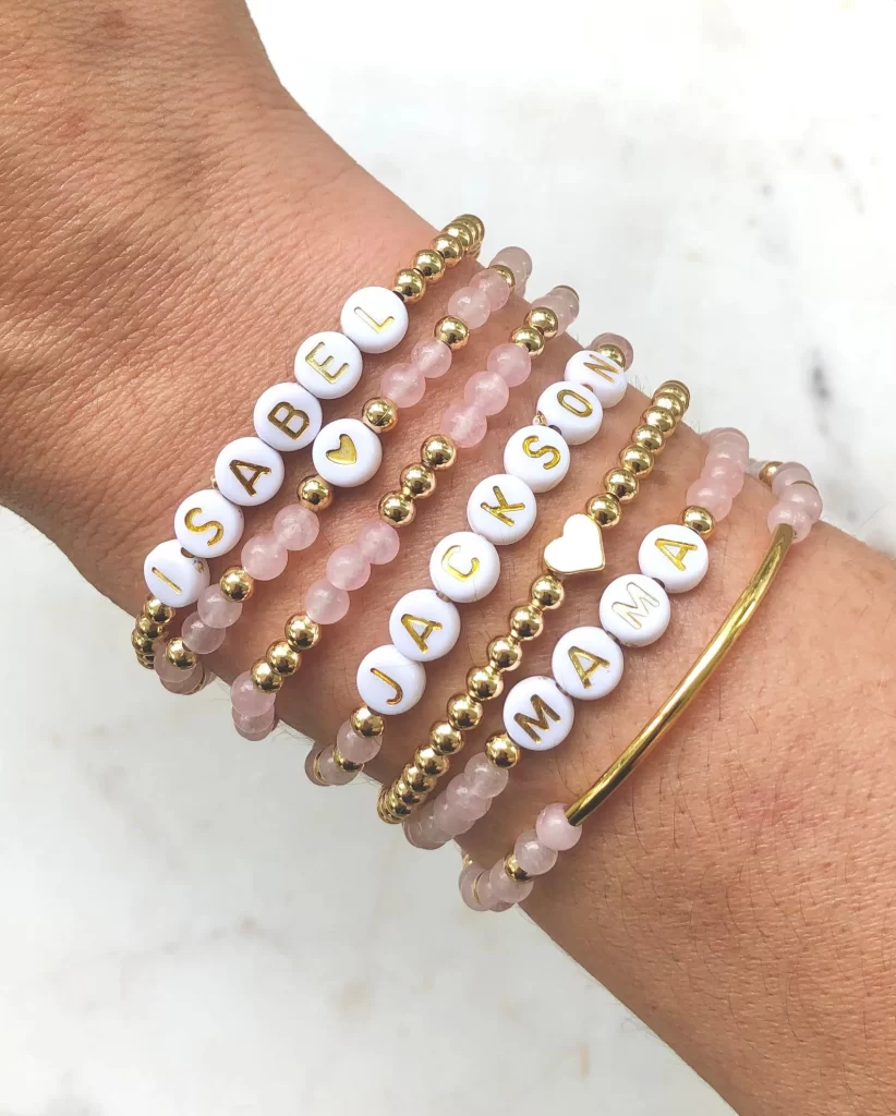 Custom Bracelet Stack, Beaded Name Bracelets
